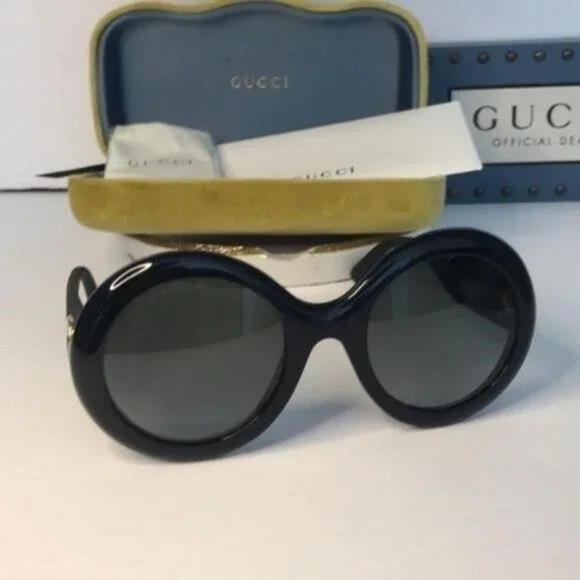 Authentic New Gucci Black GG0101S Round Gradient Sunglasses - Picture 4 of 14
